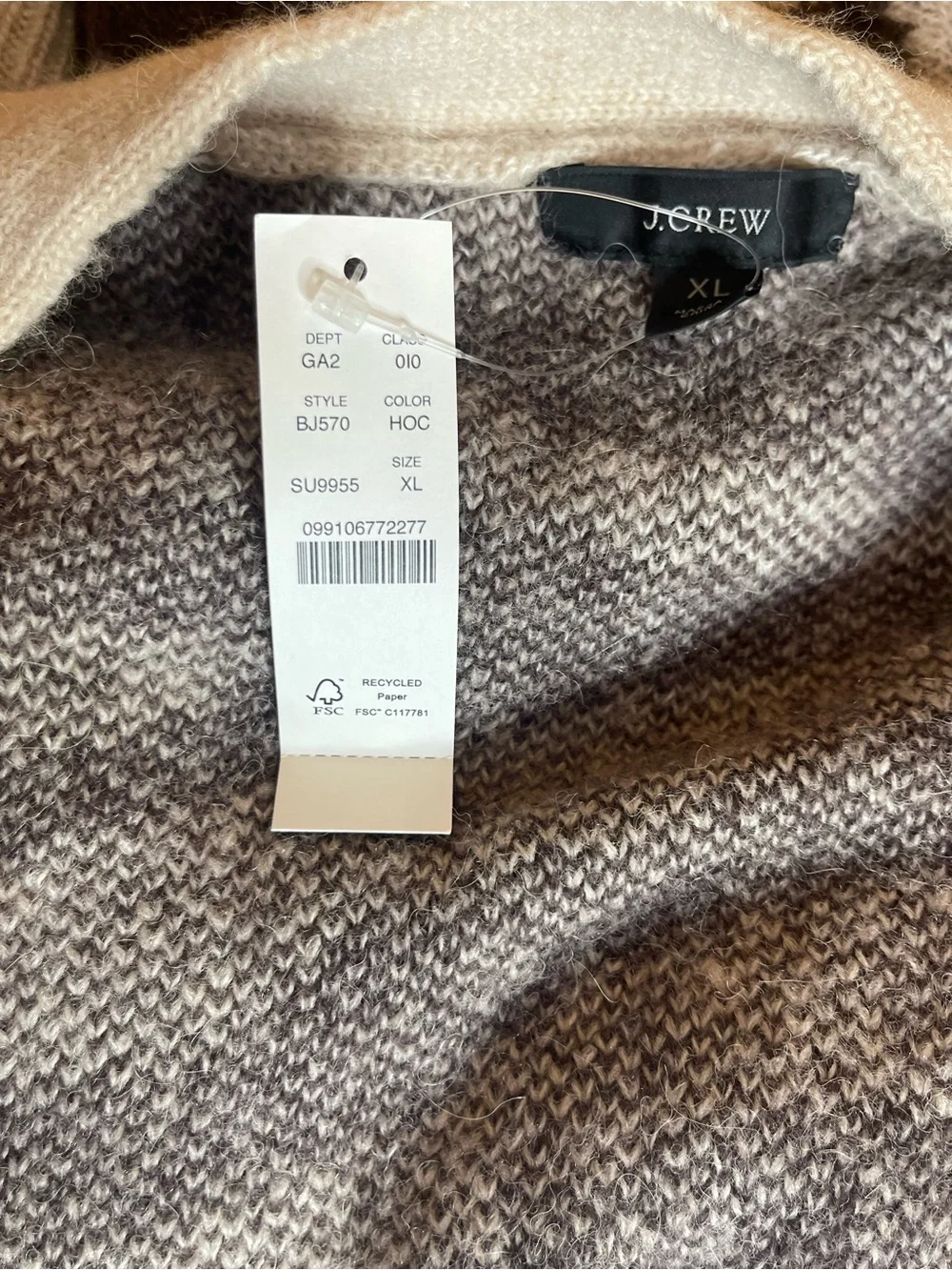 J. Crew Zebra-Print V-Neck Button Cardigan - Cream & Dark Brown